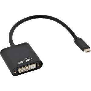 InLine USB Display Konverter - USB Typ-C Stecker zu DVI Buchse (DP Alt Mode) - schwarz - 0.2m